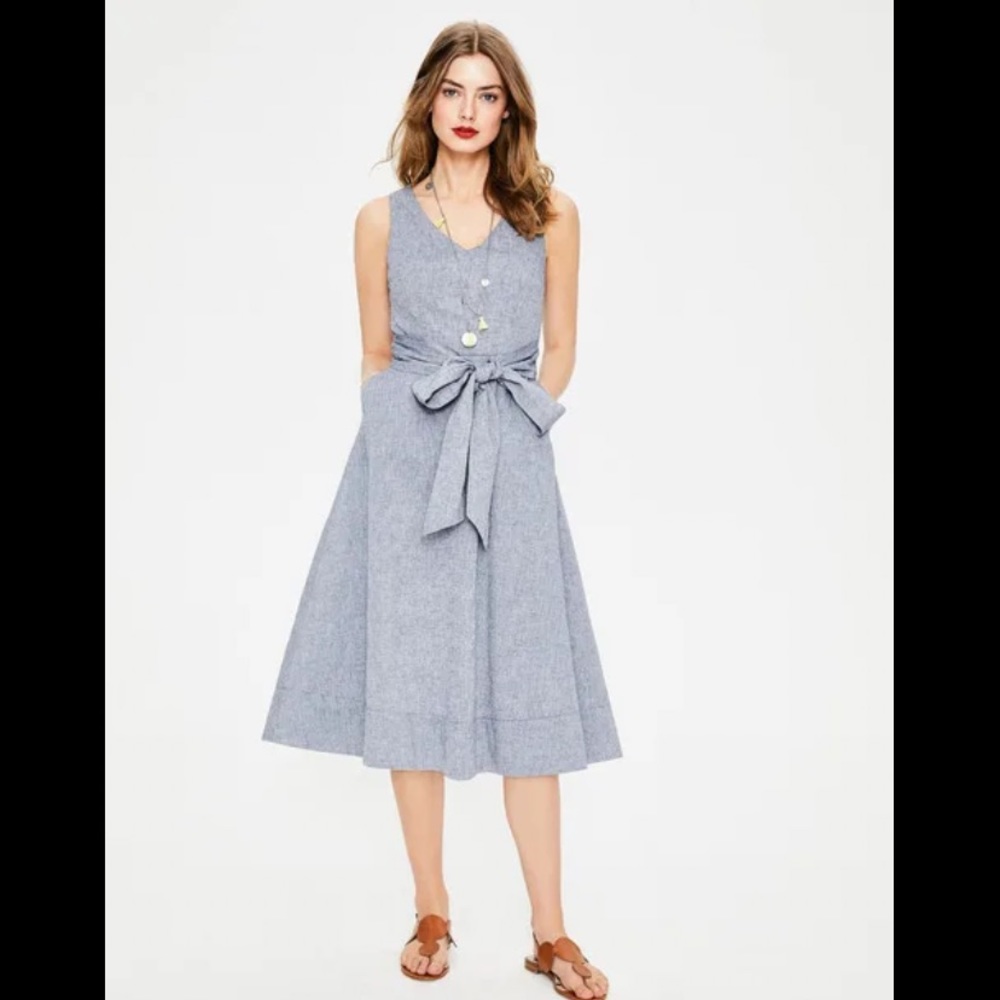 Elegant Blue Sleeveless Dress - Picture 2 of 9